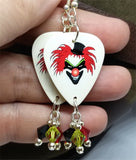 Evil Clown Guitar Pick Earrings with Swarovski Crystal Dangles