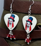 Evil Clown with Top Hat Guitar Picks with Red Swarovski Crystal Dangles