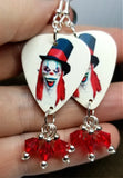 Evil Clown with Top Hat Guitar Picks with Red Swarovski Crystal Dangles