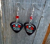 Wanna Clown Around Guitar Pick Earrings with Red Swarovski Crystals