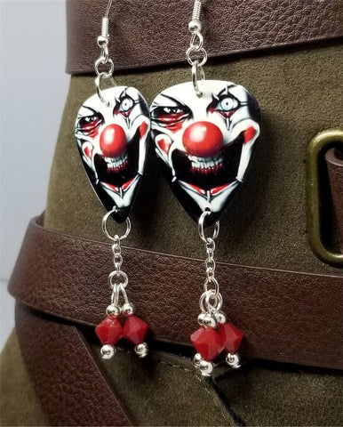 Evil Clown Guitar Picks with Red Swarovski Crystal Dangles