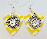 CLEARANCE Fire Dept Shield Charm Guitar Pick Earrings - Pick Your Color