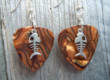 Fish Bone Charm Guitar Pick Earrings - Pick Your Color