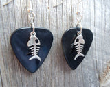 Fish Bone Charm Guitar Pick Earrings - Pick Your Color