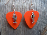 Fish Bone Charm Guitar Pick Earrings - Pick Your Color