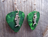 Fish Bone Charm Guitar Pick Earrings - Pick Your Color