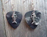 Fish Bone Charm Guitar Pick Earrings - Pick Your Color
