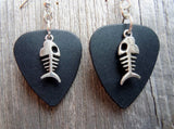 Fish Bone Charm Guitar Pick Earrings - Pick Your Color