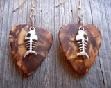 Fish Bone Charm Guitar Pick Earrings - Pick Your Color