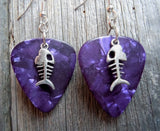 Fish Bone Charm Guitar Pick Earrings - Pick Your Color