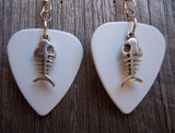 Fish Bone Charm Guitar Pick Earrings - Pick Your Color