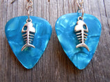 Fish Bone Charm Guitar Pick Earrings - Pick Your Color