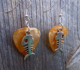 CLEARANCE Large Fish Bone Charm Guitar Pick Earrings - Pick Your Color
