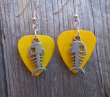 CLEARANCE Large Fish Bone Charm Guitar Pick Earrings - Pick Your Color