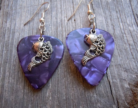 CLEARANCE Koi Fish Charm Guitar Pick Earrings - Pick Your Color