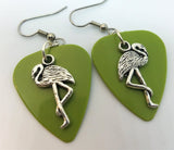 Flamingo Charm Guitar Pick Earrings - Pick Your Color
