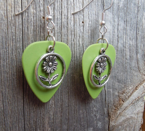 CLEARANCE Flower Charm Guitar Pick Earrings - Pick Your Color