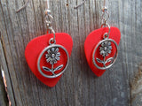 CLEARANCE Flower Charm Guitar Pick Earrings - Pick Your Color