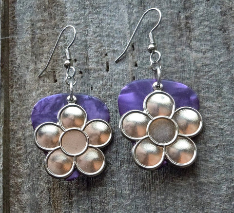CLEARANCE Large Daisy Flower Charm Guitar Pick Earrings - Pick Your Color