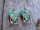 Framed Flower Charm Guitar Pick Earrings - Pick Your Color