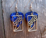 Framed Flower Charm Guitar Pick Earrings - Pick Your Color
