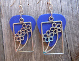 Framed Flower Charm Guitar Pick Earrings - Pick Your Color