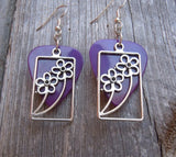 Framed Flower Charm Guitar Pick Earrings - Pick Your Color