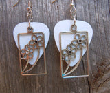 Framed Flower Charm Guitar Pick Earrings - Pick Your Color