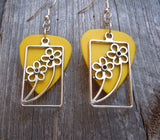 Framed Flower Charm Guitar Pick Earrings - Pick Your Color