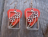 Framed Flower Charm Guitar Pick Earrings - Pick Your Color