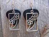 Framed Flower Charm Guitar Pick Earrings - Pick Your Color
