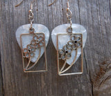 Framed Flower Charm Guitar Pick Earrings - Pick Your Color