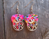 CLEARANCE Flowers in a Teardrop Charm Guitar Pick Earrings - Pick Your Color