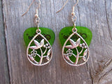 CLEARANCE Flowers in a Teardrop Charm Guitar Pick Earrings - Pick Your Color