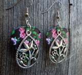 CLEARANCE Flowers in a Teardrop Charm Guitar Pick Earrings - Pick Your Color