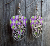 CLEARANCE Flowers in a Teardrop Charm Guitar Pick Earrings - Pick Your Color
