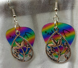 CLEARANCE Flowers in a Teardrop Charm Guitar Pick Earrings - Pick Your Color