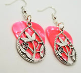 CLEARANCE Flowers in a Teardrop Charm Guitar Pick Earrings - Pick Your Color