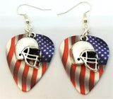 CLEARANCE Football Helmet Charm Guitar Pick Earrings - Pick Your Color