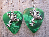 CLEARANCE Crawling Frog Charm Guitar Pick Earrings - Pick Your Color