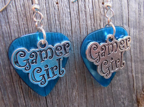 Gamer Girl Charm Guitar Pick Earrings - Pick Your Color