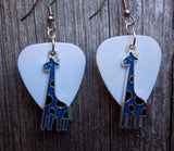 CLEARANCE Blue Giraffe Charm Guitar Pick Earrings - Pick Your Color