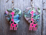CLEARANCE Pink Giraffe Charm Guitar Pick Earrings - Pick Your Color