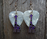 CLEARANCE Purple Giraffe Charm Guitar Pick Earrings - Pick Your Color