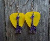 CLEARANCE Purple Giraffe Charm Guitar Pick Earrings - Pick Your Color