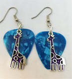 CLEARANCE Purple Giraffe Charm Guitar Pick Earrings - Pick Your Color