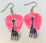 CLEARANCE Purple Giraffe Charm Guitar Pick Earrings - Pick Your Color