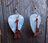 CLEARANCE Red Giraffe Charm Guitar Pick Earrings - Pick Your Color