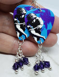 Guns n Roses Use Your Illusion II Guitar Pick Earrings with Purple Swarovski Crystal Dangles