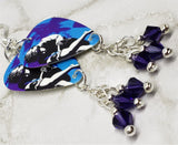 Guns n Roses Use Your Illusion II Guitar Pick Earrings with Purple Swarovski Crystal Dangles
